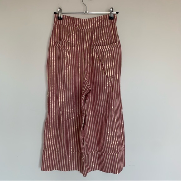 Revolve Tularosa Culotte Pants Strips Pink and Gold - Picture 8 of 13